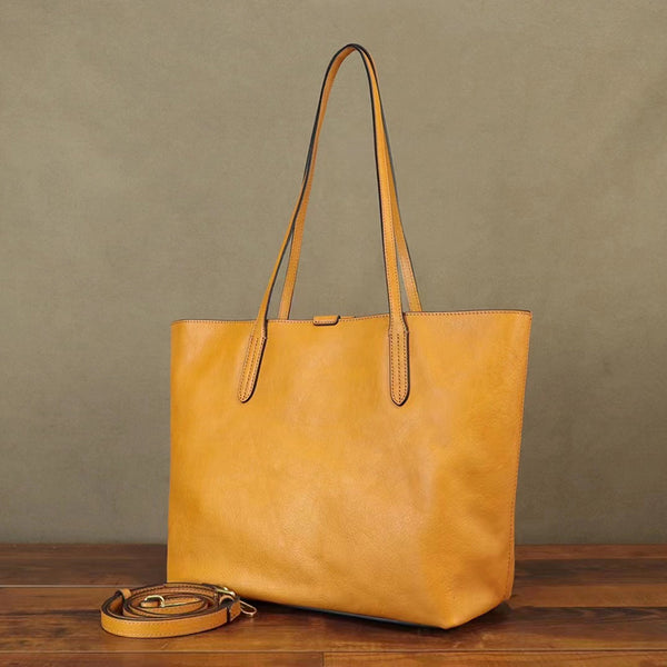 Full Grain Leather Tote Bag Women Leather Purse Leather Work Student Bag  T21017