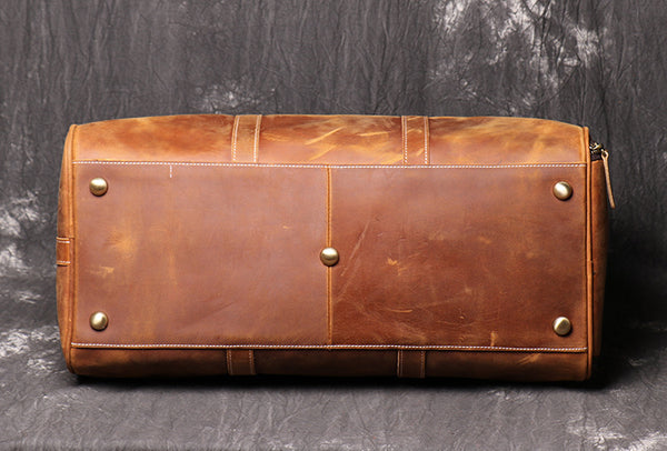Vintage Crazy Horse Leather Duffle Bag with Shoes Compartment, Leather –  ROCKCOWLEATHERSTUDIO