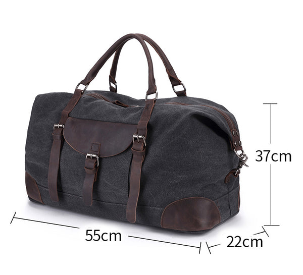 Buy Duffle Bag for Men Waterproof Genuine Leather Canvas Travel Duffel Bags  for Women Overnight Weekender Bag for Traveling, 1-Grey, Large, Vintage at