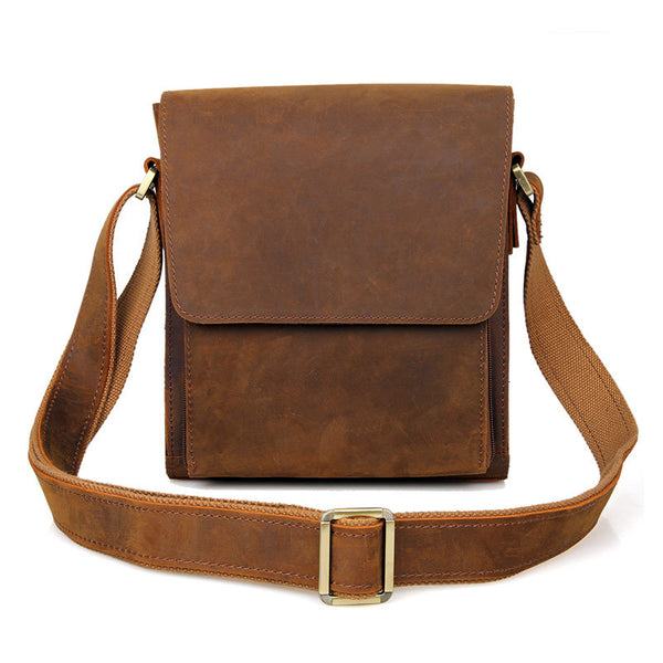 Mens Leather Crossbody Sling Bag Vintage, Brown