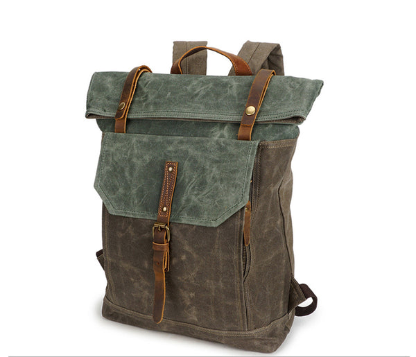 Men Canvas Leather Backpack, Big Capacity Laptop Backpack, Vintage Wat –  ROCKCOWLEATHERSTUDIO