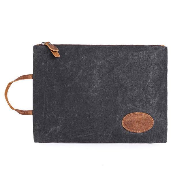 Men's Casual Waterproof Canvas Leather Handbag
