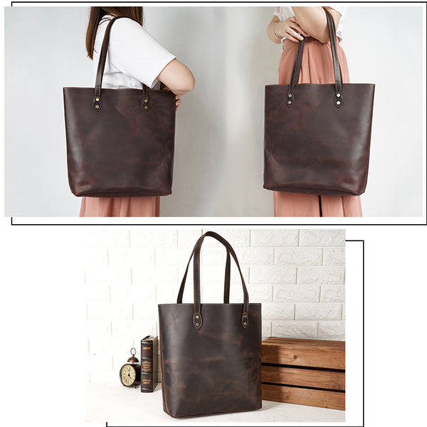 Vintage Style Leather Tote Bag