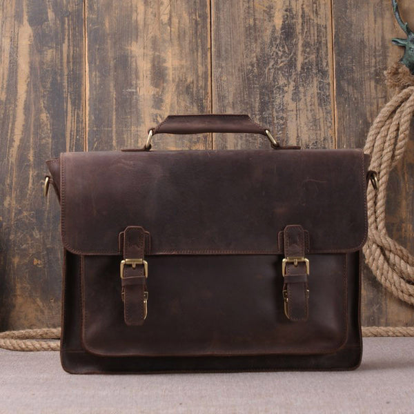 Genuine Vintage Brown Leather Messenger Shoulder Laptop Bag Briefcase New  Men's