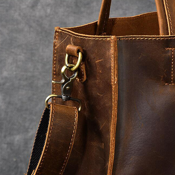 Handmade Tote Bag Crazy Horse Leather Shoulder Bag Shopping Bag