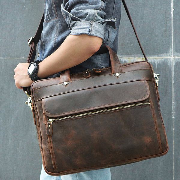 Bags for Men Genuine Leather Work Bag Messenger Bag 
