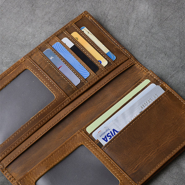  Men Long Bifold Business Leather Wallet Money Card