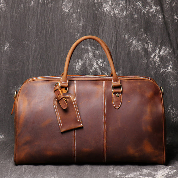 Full Grain Leather Duffle Bag, Large Travel Bag, Mens Leather