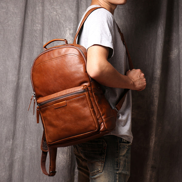 ROCKCOW Handmade Leather Travel Backpack, Designer Backpacks, School  Backpack