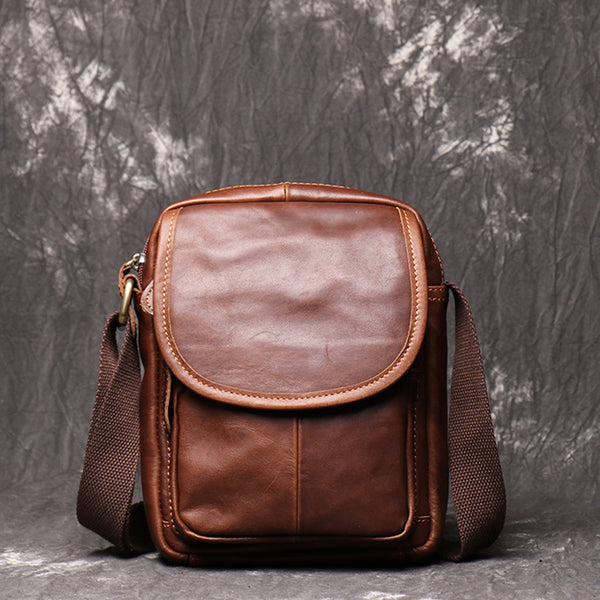 Full Grain Leather Crossbody Messenger Bag for Men