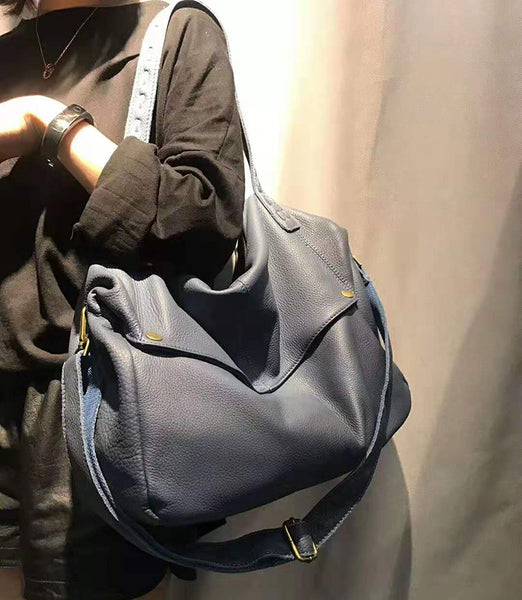 Gray Leather Tote Bag with Zipper, Handmade Bag, Soft Leather Bag,  Distressed Leather Shoulder Bag, Women Bag, Medium Leather Tote Bag