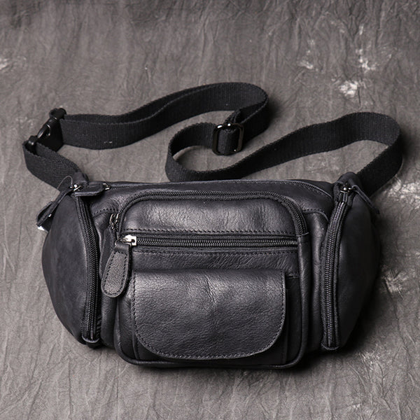 Black Leather Sling Bag \Bum Bag, Fanny Pack