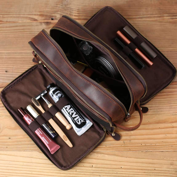 LUXE-RANGE Personalized Leather Toiletry Bag For Men, Leather Dopp Kit,  Groomsmen Gifts, Men's Toiletry Bag, Gifts For Men, Christmas Gift, Wedding