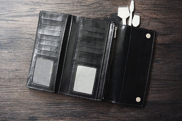 Long Leather Wallet & Organizer for Checks, Cash, Cards, IDs for Men and  Women