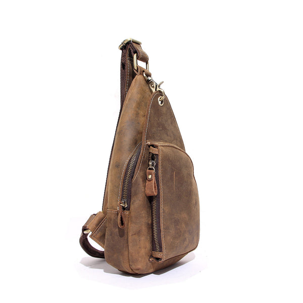 Genuine Leather Men Chest Bags Distressed Leather Chest Pack Men