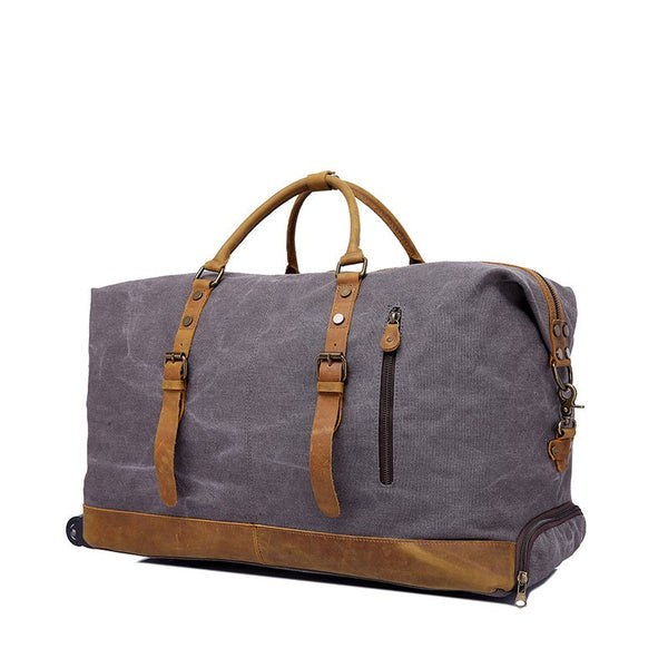 Oversized Canvas Duffle Bag with Leather Trim, Travel Bags for Men –  ROCKCOWLEATHERSTUDIO