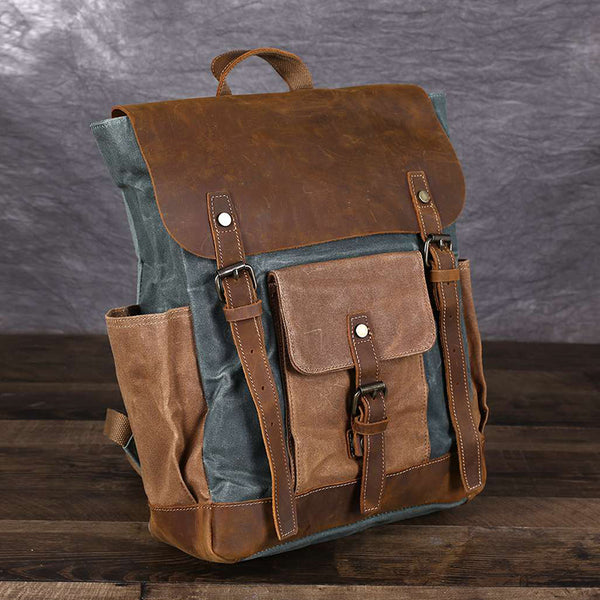 Retro Canvas Rucksack - Vintage Laptop Backpack