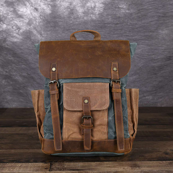 New Fashion Mens Leather Travel Backpack Laptop Vintage School Shoulder Bag