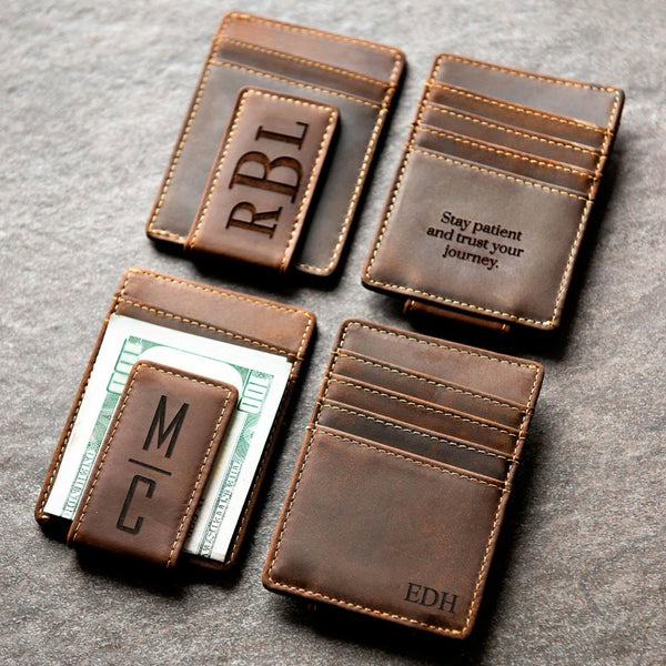MONOGRAMMED Leather Wallet, Minimalist Mens Wallet, Bifold Wallet,  Personalized Card Wallet, Groomsmen Gift, Monogram Initials For Him
