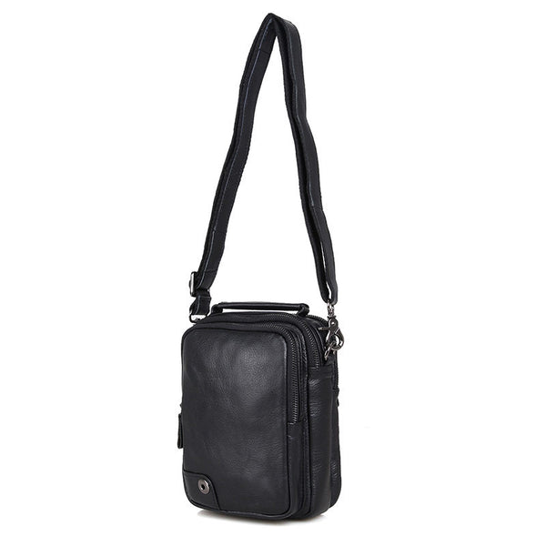 Minimalist Leather Shoulder Bag Black