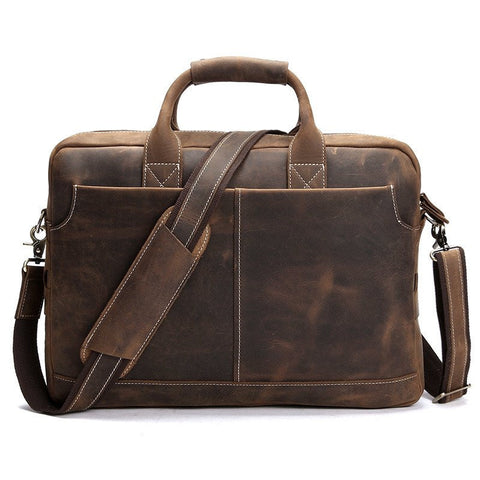 Vintage Crazy Horse Leather Duffle Bag with Shoes Compartment, Travel ...