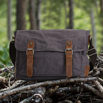 Waxed Canvas Messenger Bag Waxed Courier Bag Canvas Shoulder Bag Men Satchel Briefcase Vintage Crossbody Bag