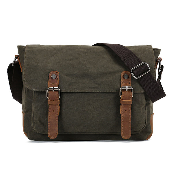 Waxed Canvas Messenger Bag Waxed Courier Bag Canvas Shoulder Bag Men Satchel Briefcase Vintage Crossbody Bag