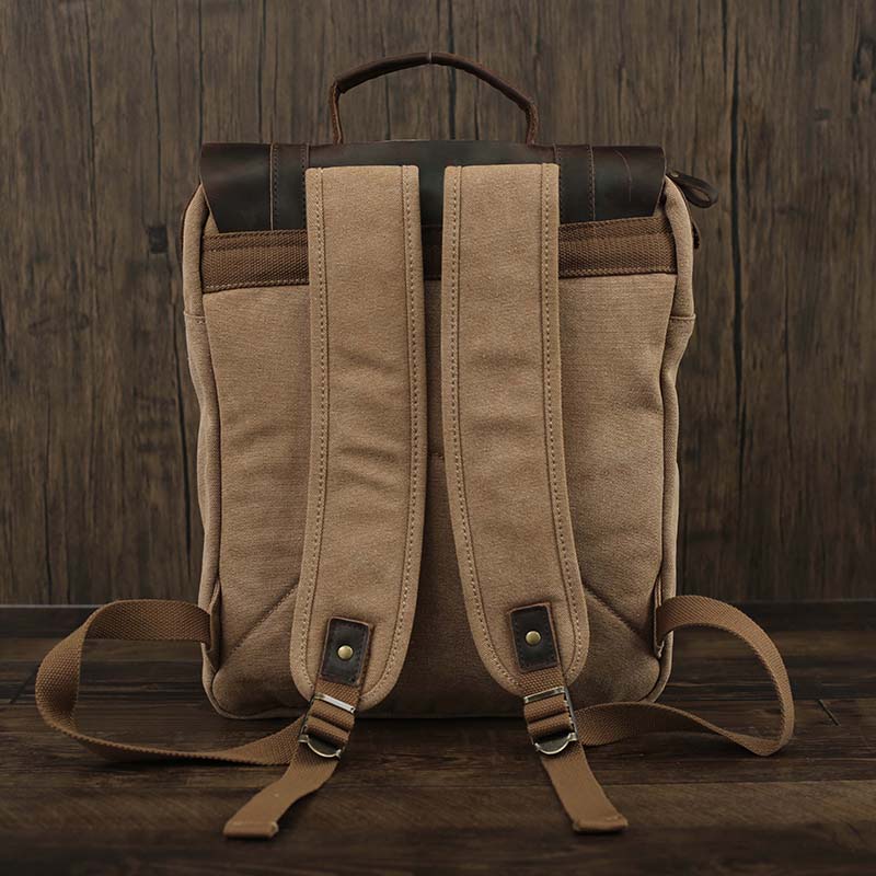 Handmand Canvas Leather Travel Backpack Casual School Daypack Laptop  Rucksack YD5191