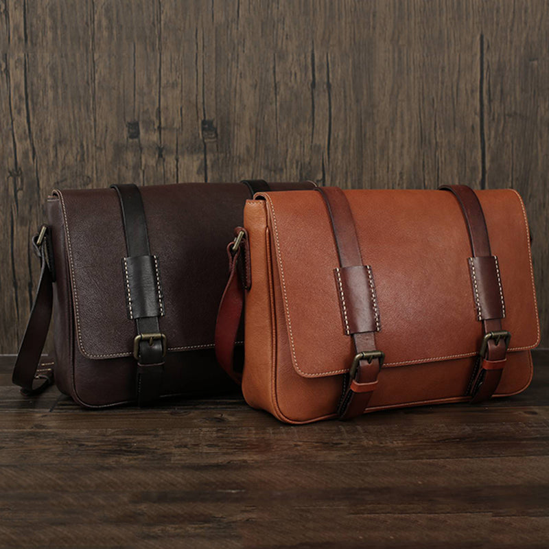 Full Grain Leather Messenger Bag Mens Leather Shoulder Bag Vintage Han –  ROCKCOWLEATHERSTUDIO