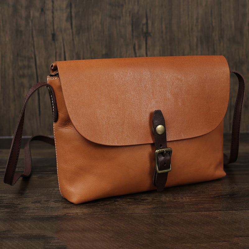 Flash Sale Full Grain Leather Messenger Bag Vintage Mens Leather Crossbody  Bag Men's Shoulder Bag