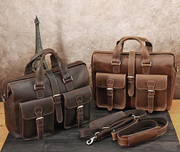 Leather Business Briefcase, Messenger Bag Handbag For Men, Travel
