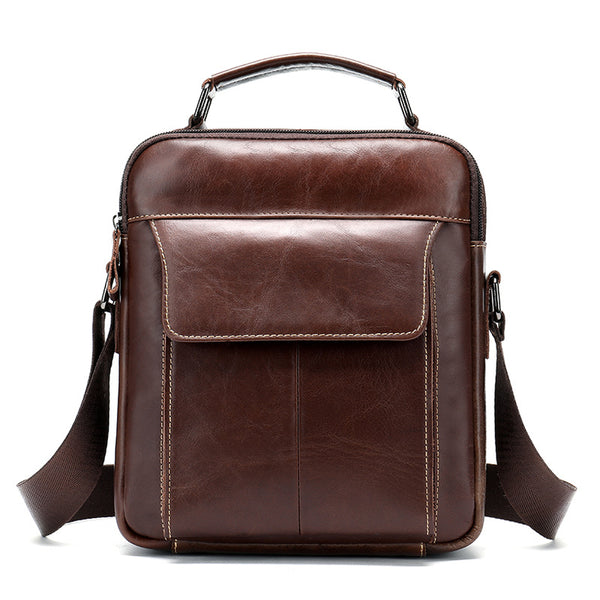 Full Grain Leather Crossbody Bag For Man, Mens Leather Satchel Bag Mens Work Bag, Mini Messenger Bag