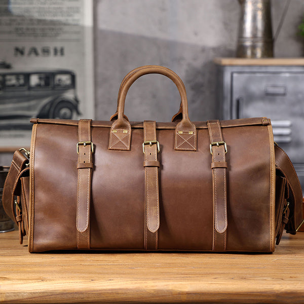 Full Grain Leather Duffle Bag Handmade Leather Weekender Gym Bag Vacation Duffel Bag Vintage Travel Bag Overnight Bag Leather Holdall