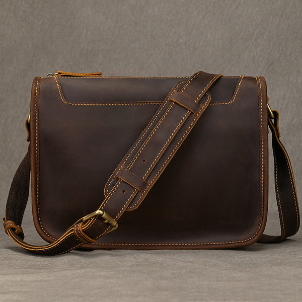 Full Grain Leather Mens Messenger Bag Handcrafted Leather Shoulder Bag Leather Satchel Bag Men Office Bag Work Briefcase