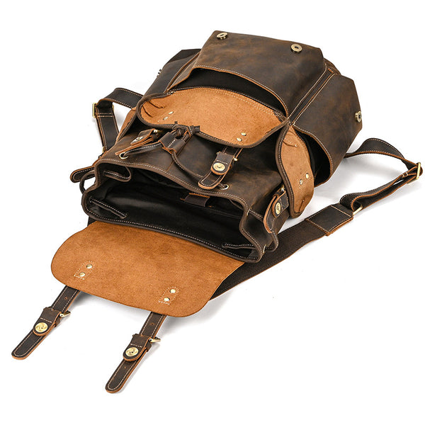 Convertible Leather Backpack, Men's Shoulder Bag, Large Capacity Leath –  ROCKCOWLEATHERSTUDIO