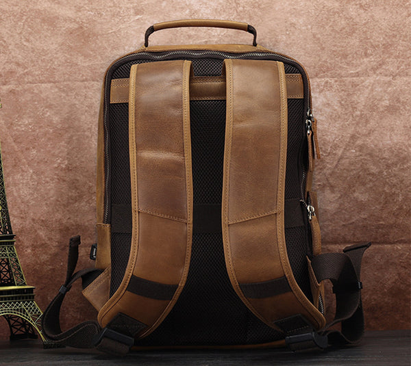 Men's professional leather on sale backpack