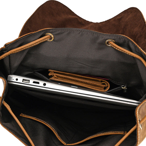 Leather backpack 2024 15 inch laptop