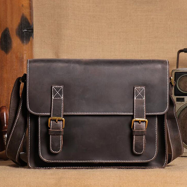 Urban Leather Laptop Shoulder Messenger Bag - Vintage Brown Handmade  Satchel Briefcase Bag for Men