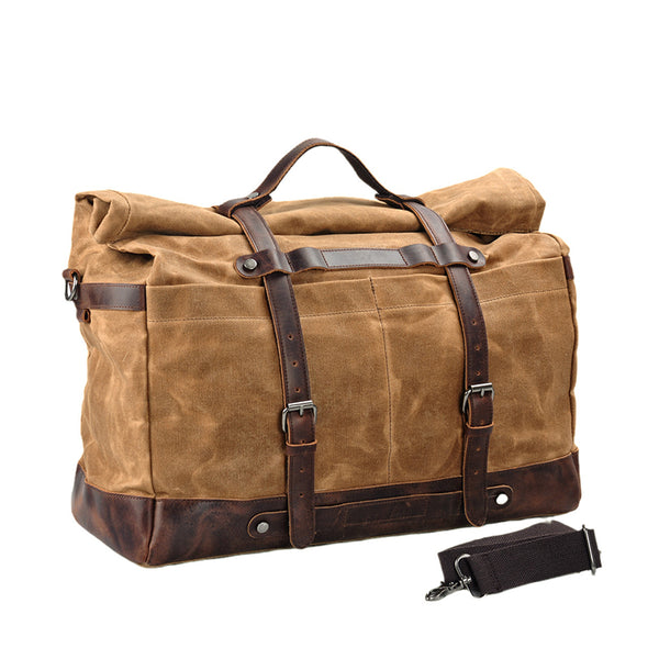 Waxed Canvas Duffel Bag Waterproof Canvas Travel Weekend Bag  Carry on Weekender Overnight Bag For Mens