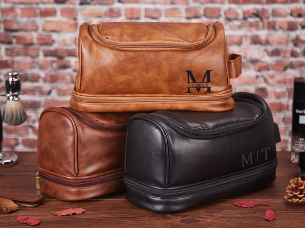 Leather Toiletry Bag Men Personalized Mens Toiletry Bag Monogrammed  Valentine's Day Gift for Him Dopp Kit Shaving Bag for Him 