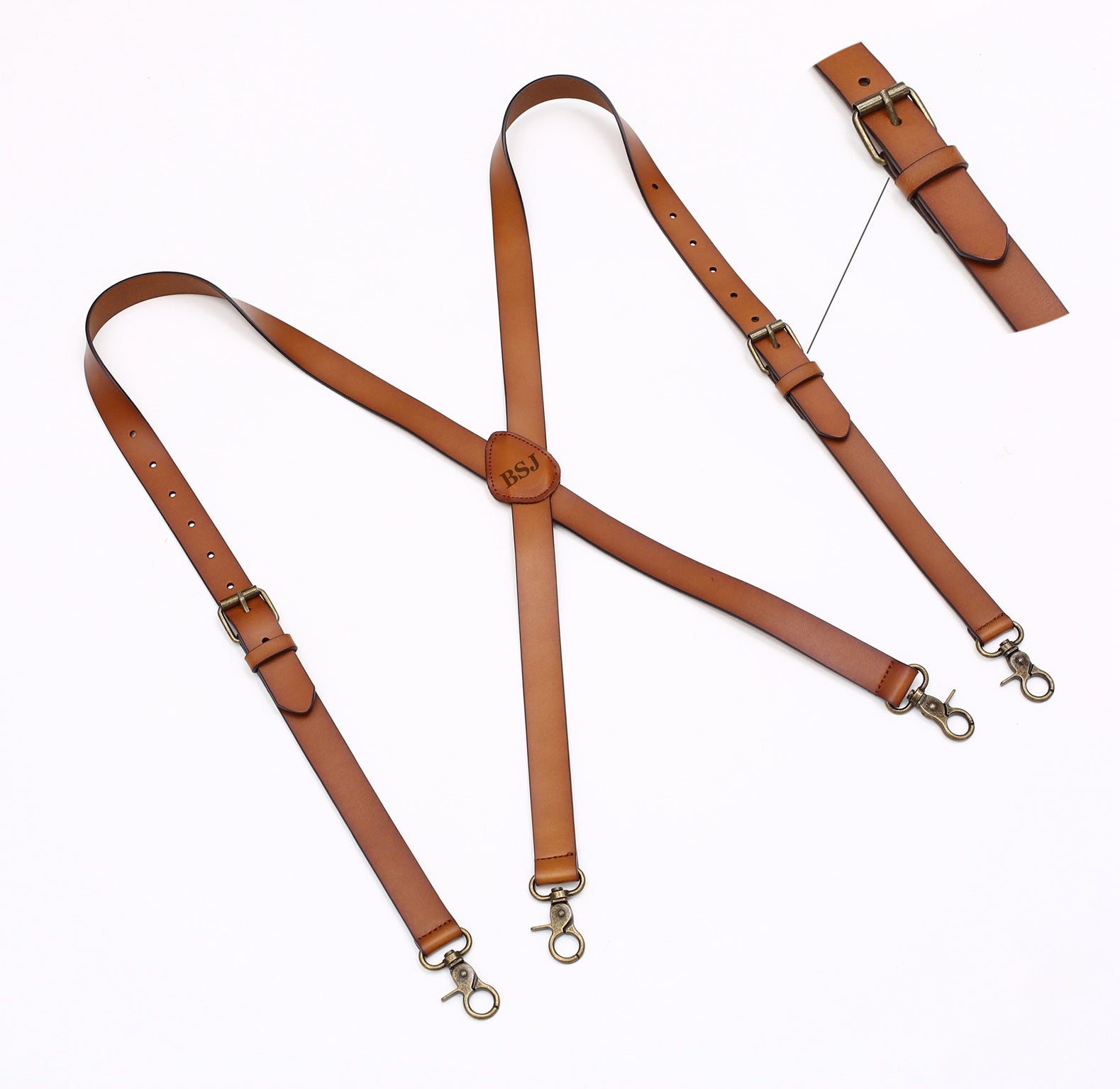 BeaverCraft Men's Adjustable Leather Suspenders Braces