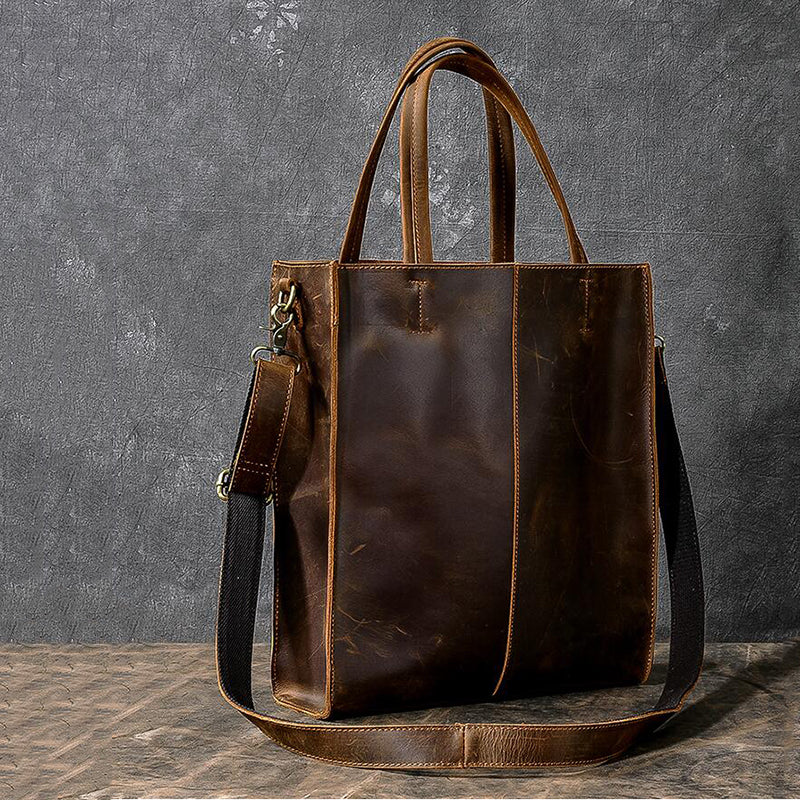 Handmade Tote Bag Crazy Horse Leather Shoulder Bag Shopping