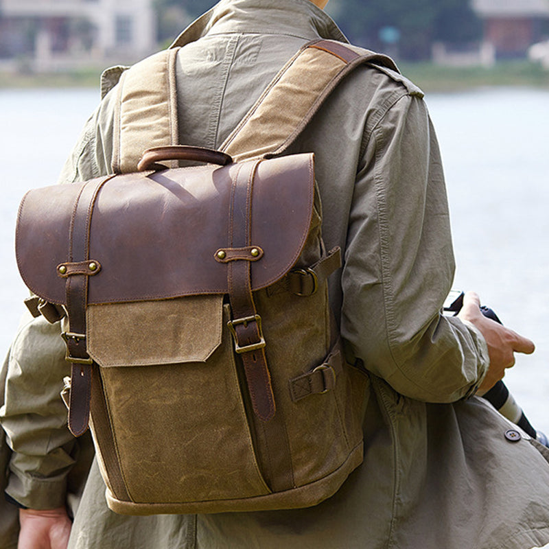 Waterproof Waxed Canvas Camera Bag Canvas With Leather DSLR Camera Bag –  ROCKCOWLEATHERSTUDIO