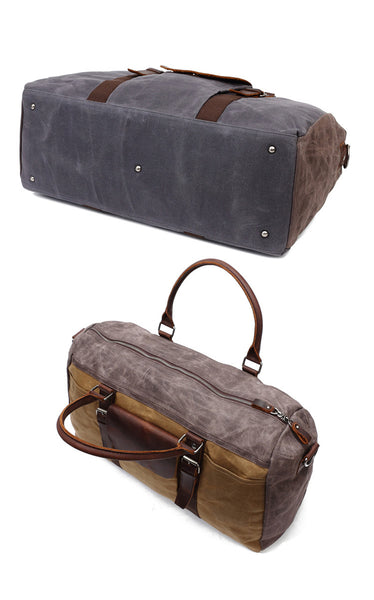Canvas with Leather Duffle Bag ,Travel Duffel Bags, Travel Bags for Me –  ROCKCOWLEATHERSTUDIO