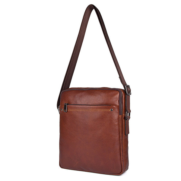 Leather vertical messenger online bag