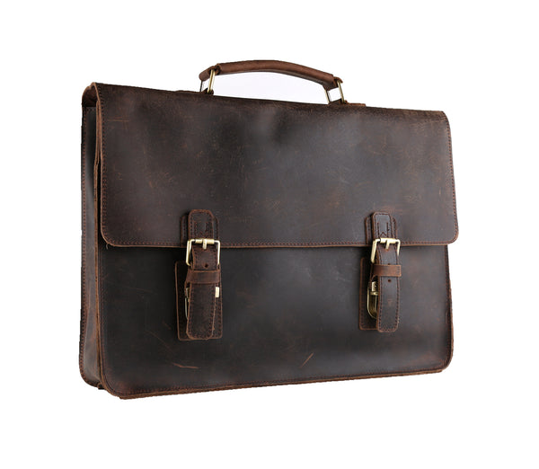 Vintage Brown Leather Briefcase, Men Messenger Bag, Laptop Bag