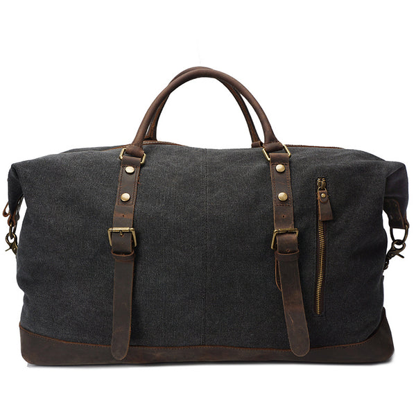 Vintage Canvas Leather Shoulder Bag Canvas Duffle Bag Crossbody Travel ...
