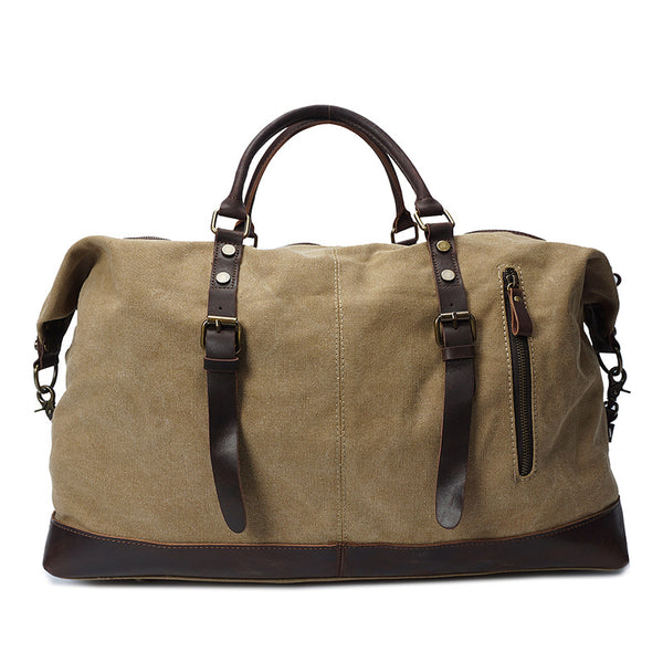 Vintage Travel Bag - Canvas & Leather Duffle Bag