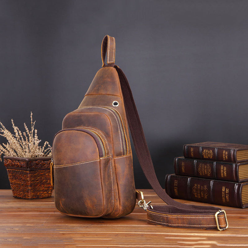 Crazy Horse Leather Chest Pack Mens Leather Shoulder Bag Handmade Leat –  ROCKCOWLEATHERSTUDIO