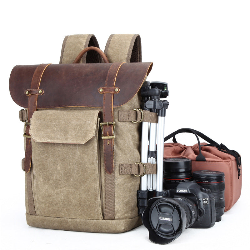 Waterproof Waxed Canvas Camera Bag Canvas With Leather DSLR Camera Bag –  ROCKCOWLEATHERSTUDIO